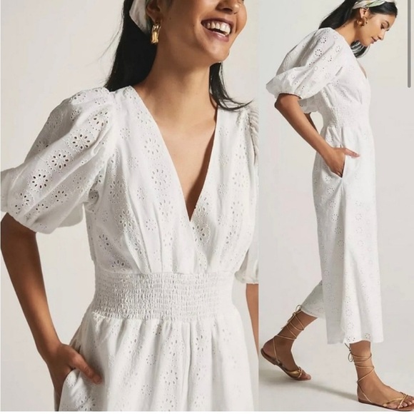 Anthropologie Hutch Elegant White Eyelet Jumpsuit - Picture 2 of 6